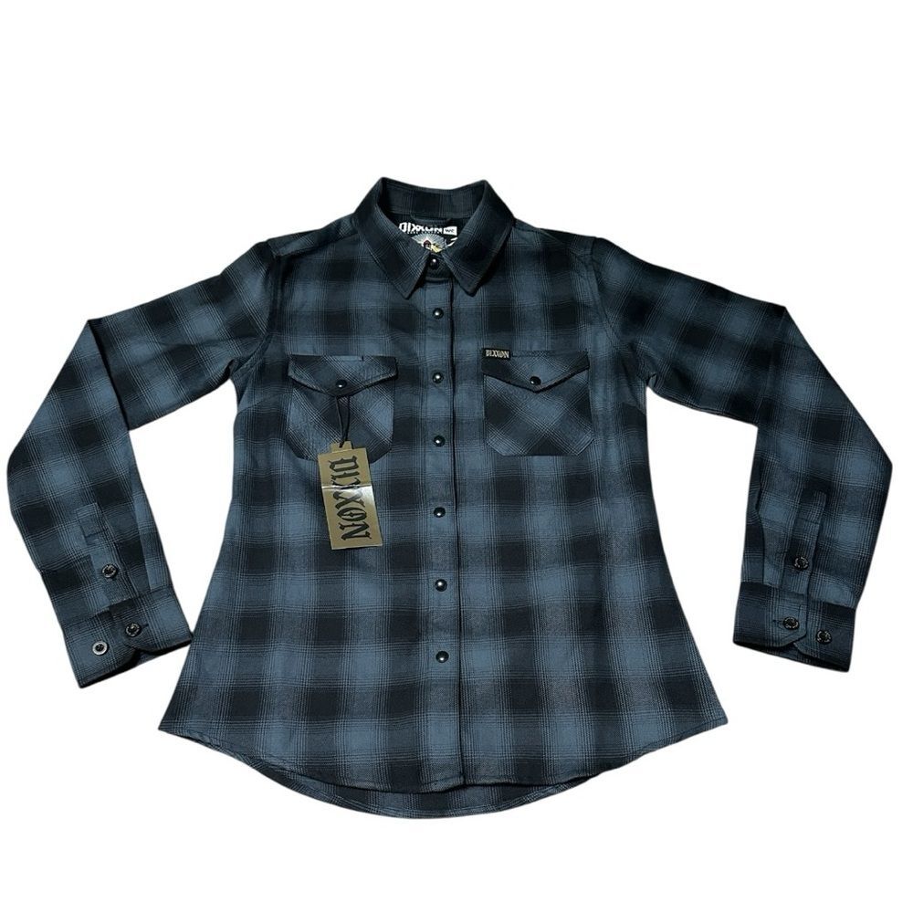 Dixxon Flannel Co “The Storm” D-Tech Snap Flannel W Small Blue Black Plaid NWT